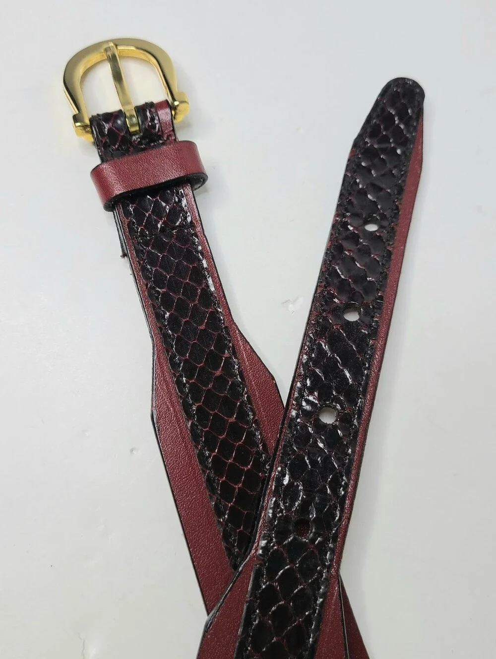Pierre Cardin Oxblood Genuine Cowhide Equestrian Horseshoe Buckle Vintage Belt